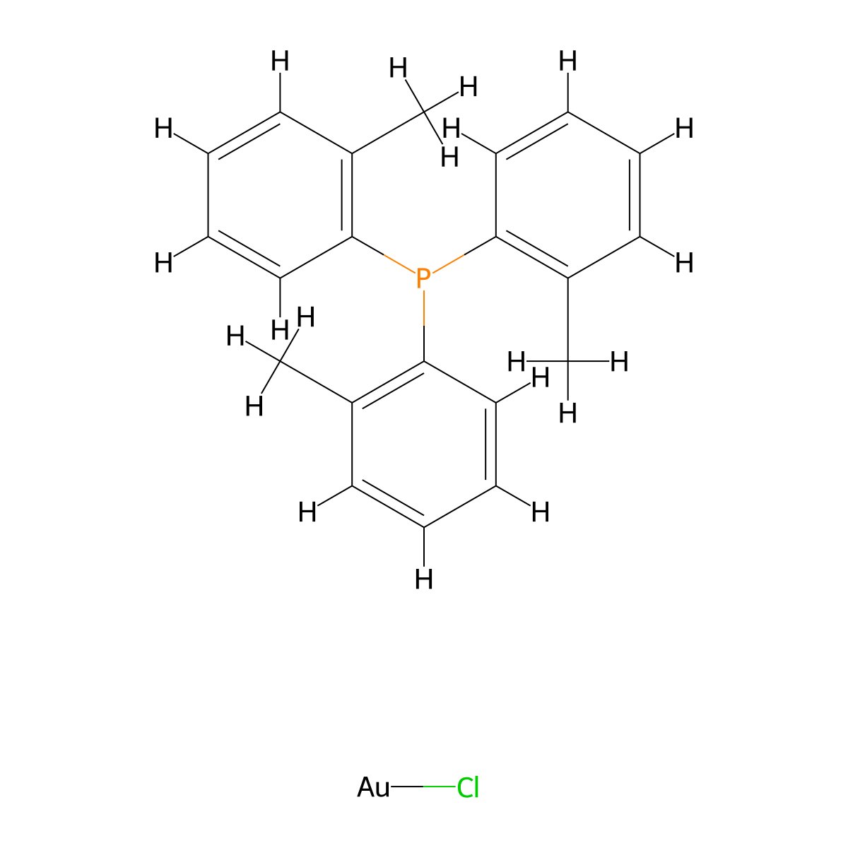Chloro[tri(o-tolyl)phosphine]gold(I) molecular structure, CAS 83076-07-7
