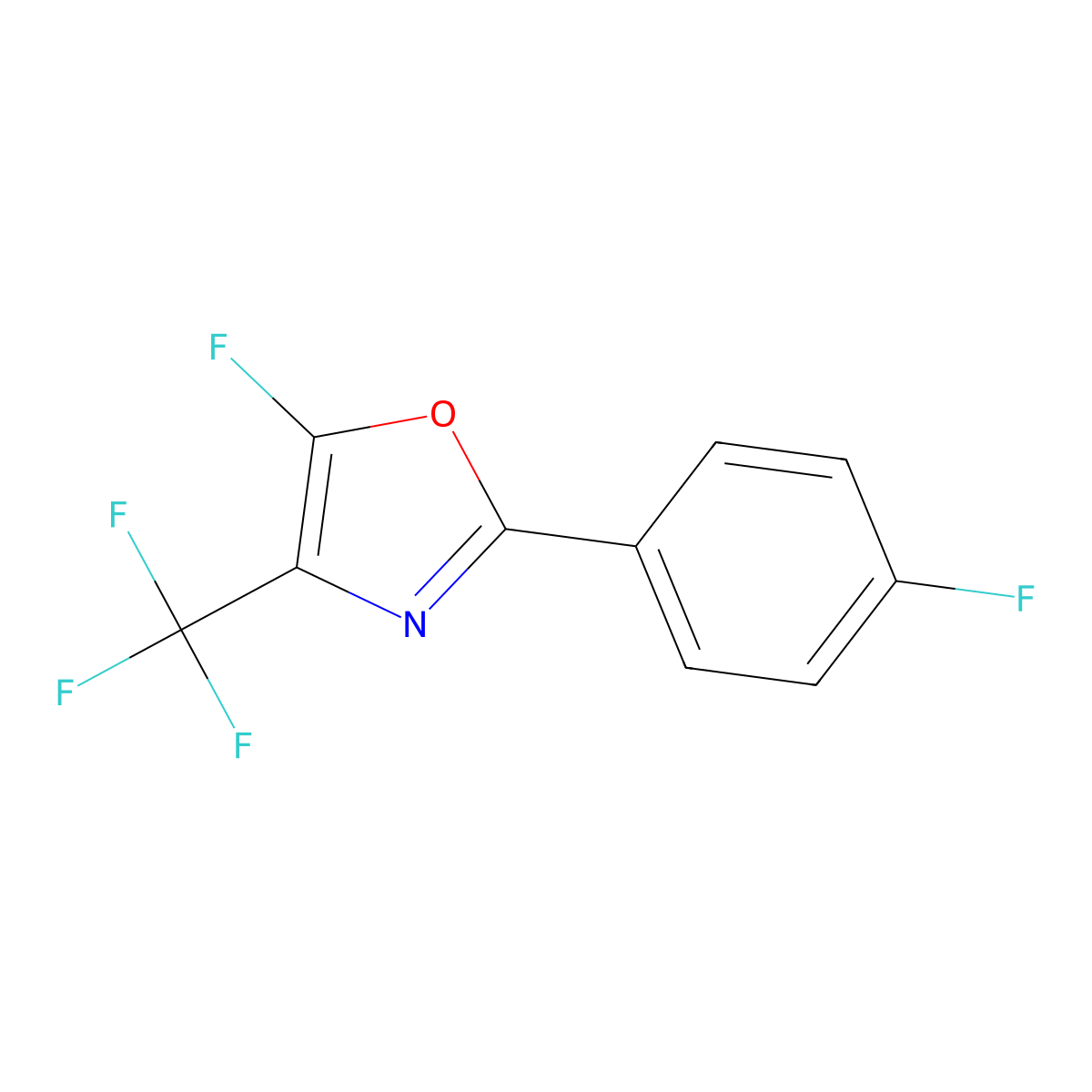 5-Fluoro-2-(4-fluorophenyl)-4-(trifluoromethyl)oxazole molecular structure, CAS 83081-29-2