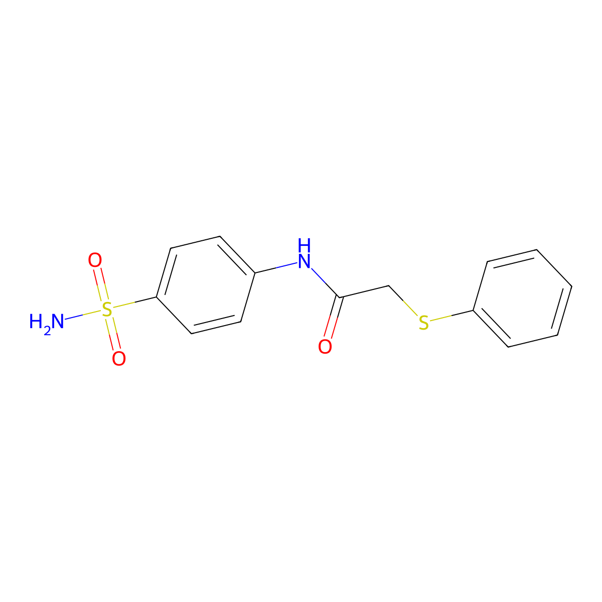 2-(phenylthio)-N-(4-sulfamoylphenyl)acetamide molecular structure, CAS 83089-00-3