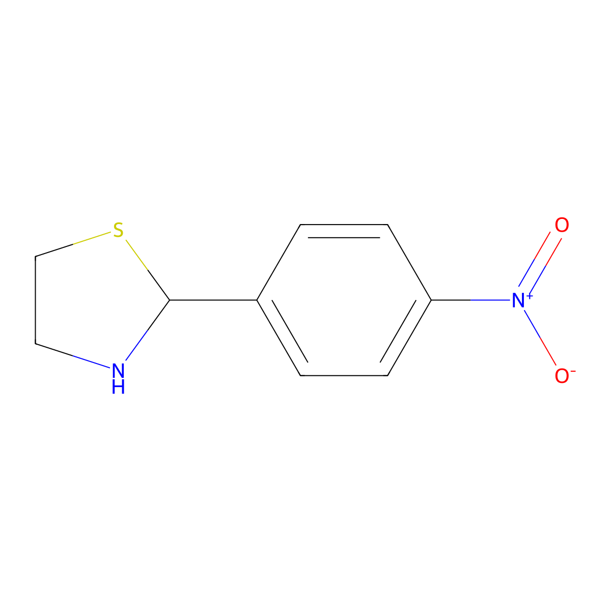 2-(4-Nitrophenyl)-1,3-thiazolidine molecular structure, CAS 831-25-4