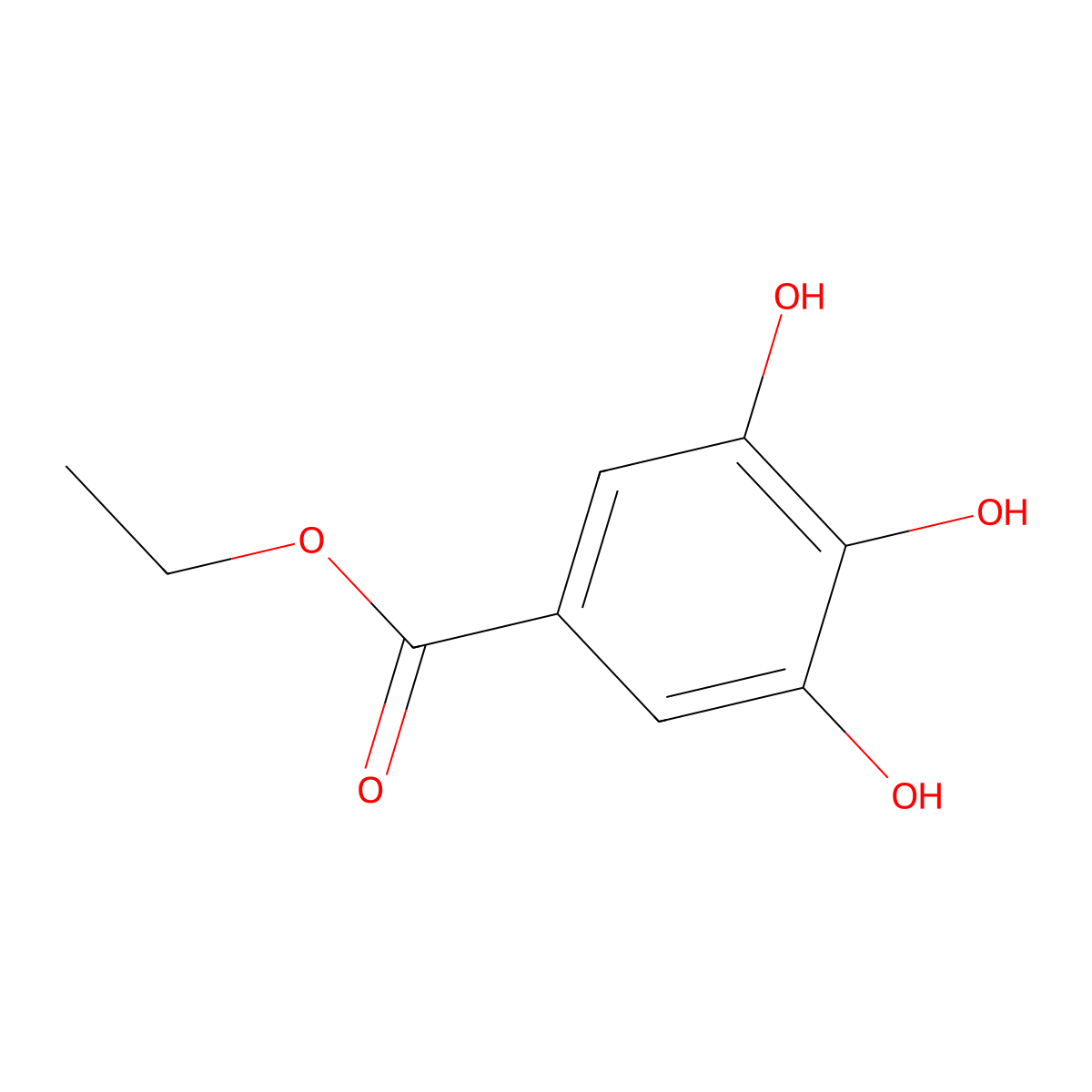 Ethyl gallate molecular structure, CAS 831-61-8