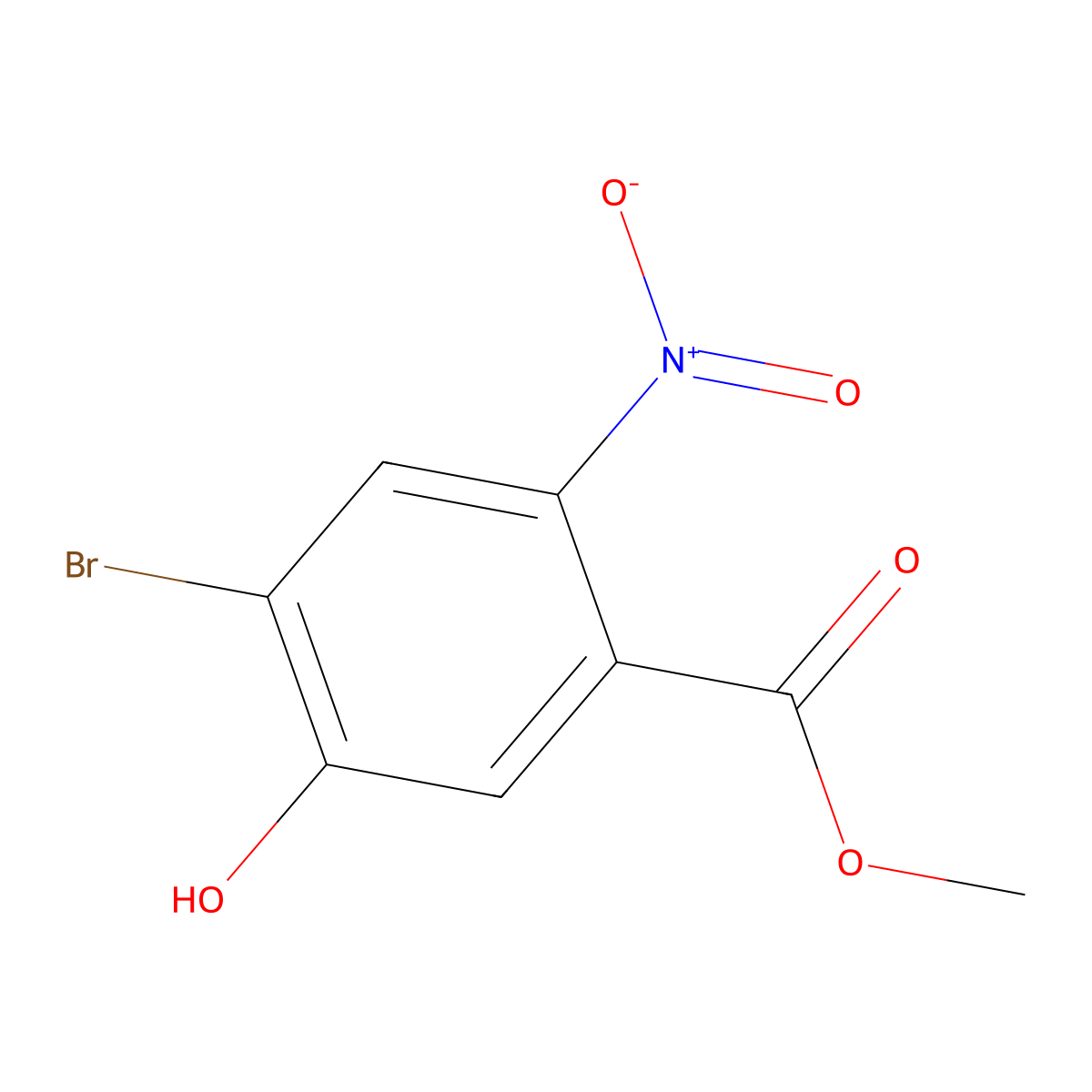4-Bromo-5-hydroxy-2-nitro-benzoic acid methyl ester molecular structure, CAS 83102-93-6