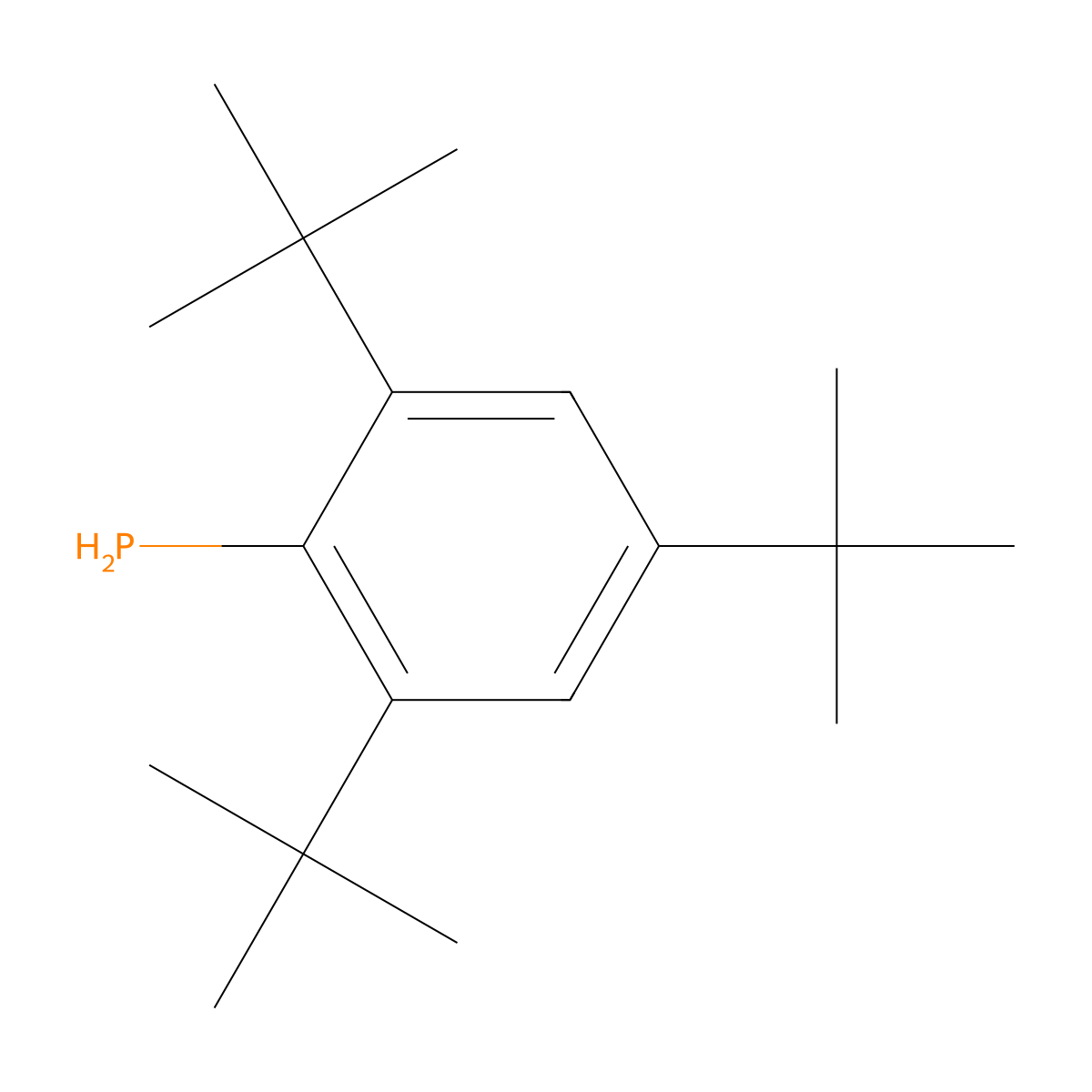 (2,4,6-Tri-tert-butylphenyl)phosphine molecular structure, CAS 83115-12-2