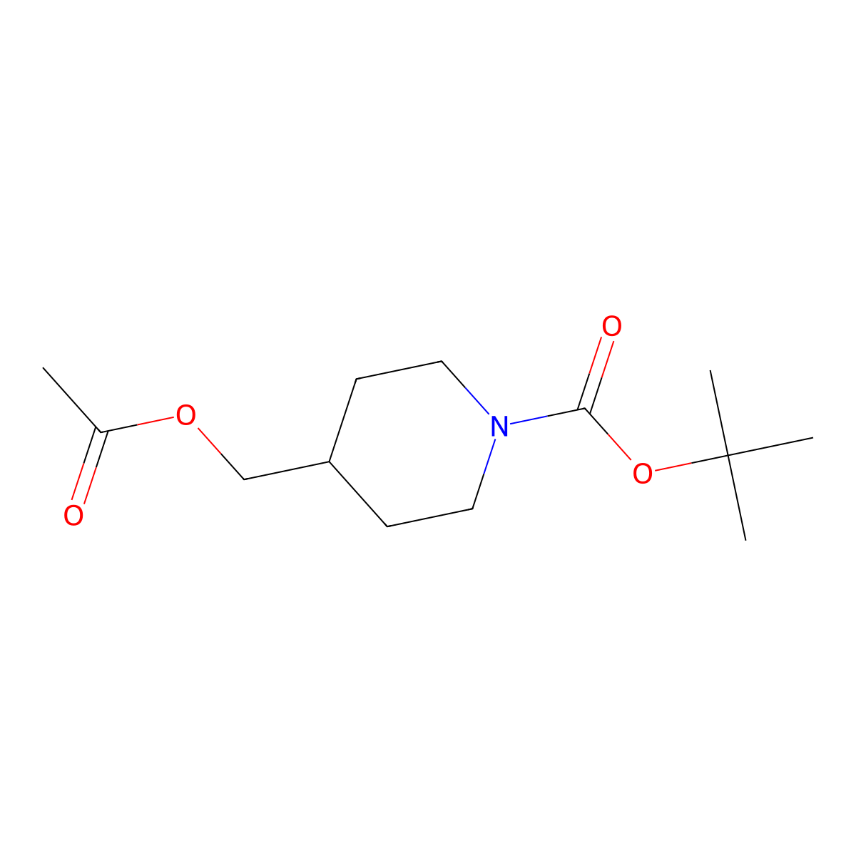 Tert-butyl 4-(acetoxymethyl)piperidine-1-carboxylate molecular structure, CAS 831169-50-7