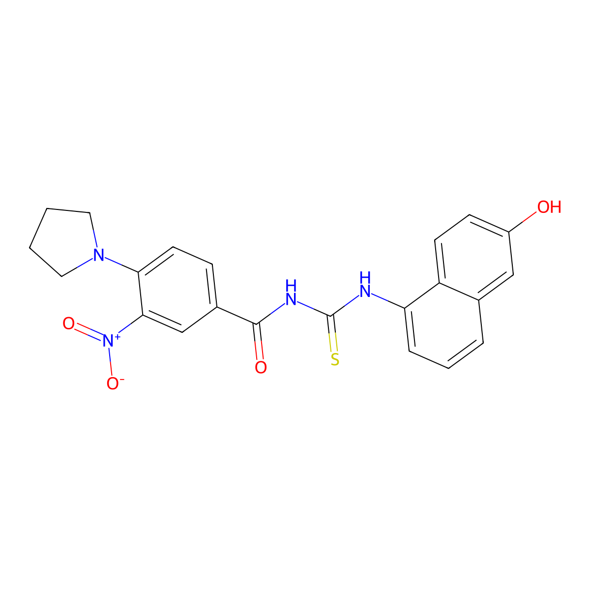 N-[(6-hydroxynaphthalen-1-yl)carbamothioyl]-3-nitro-4-pyrrolidin-1-ylbenzamide molecular structure, CAS 831176-91-1