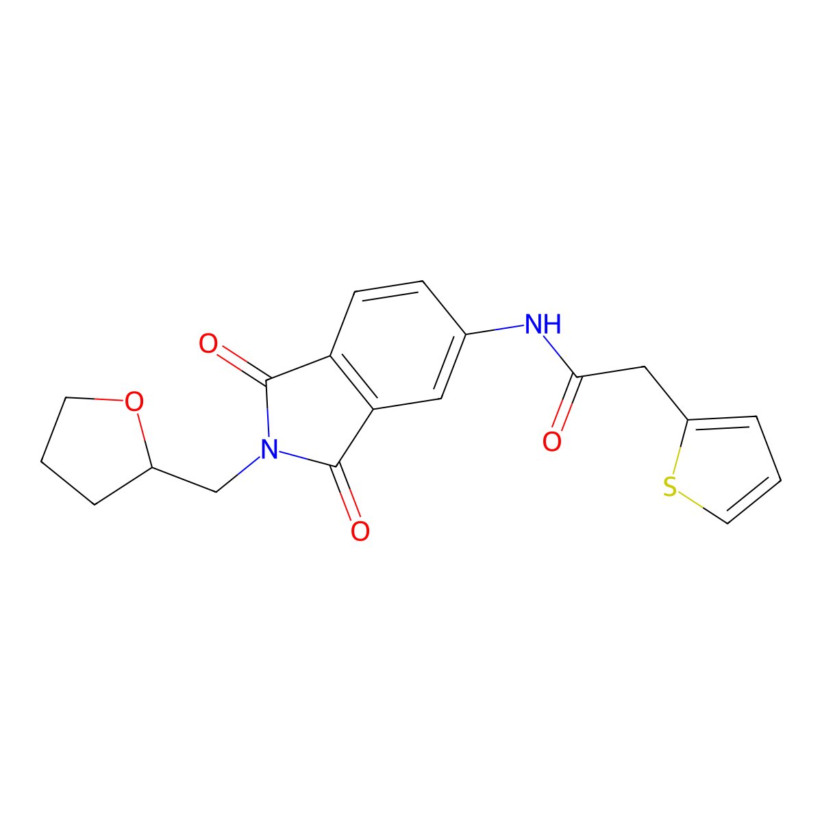 N-[1,3-dioxo-2-(oxolan-2-ylmethyl)isoindol-5-yl]-2-thiophen-2-ylacetamide molecular structure, CAS 831176-95-5