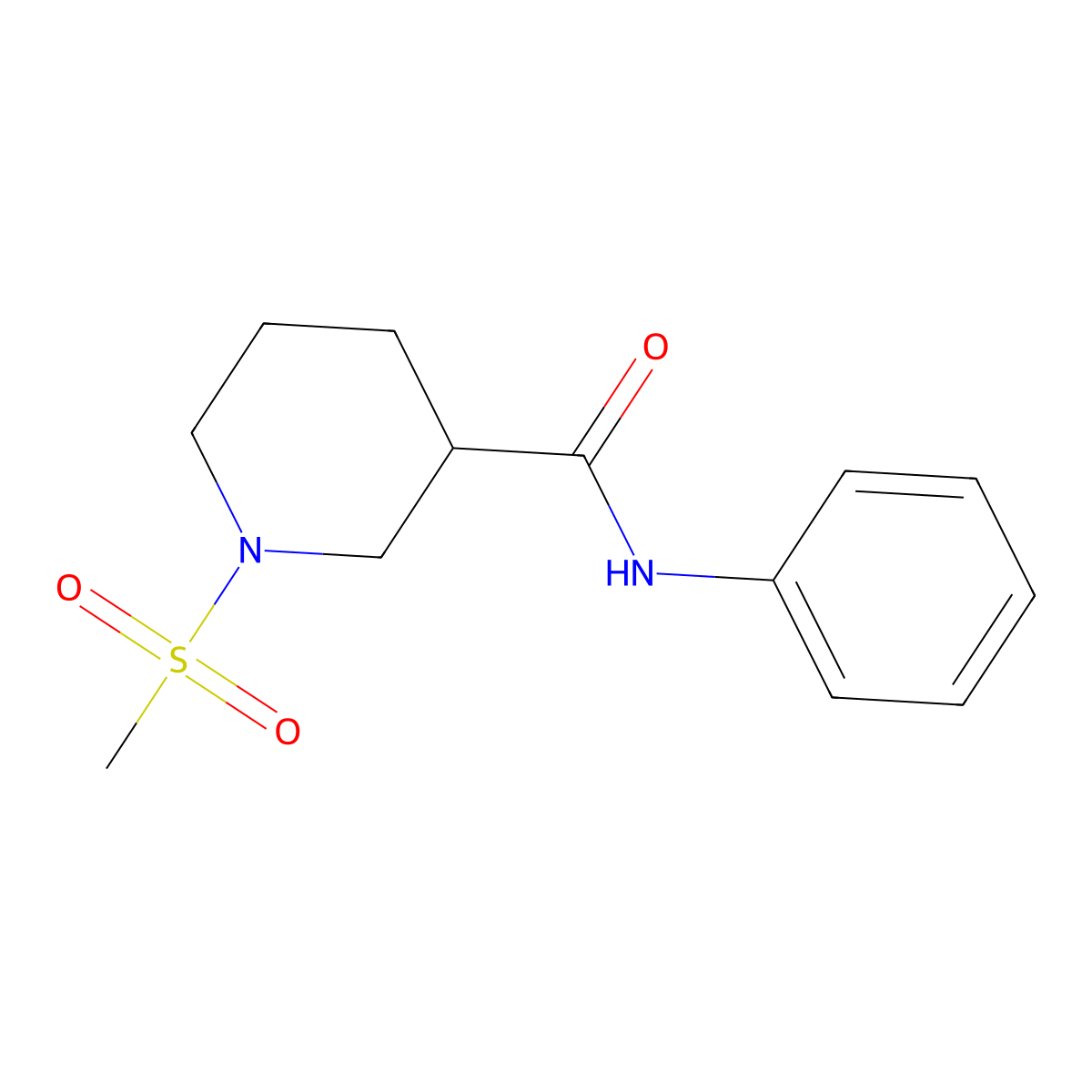 1-(methylsulfonyl)-N-phenylpiperidine-3-carboxamide molecular structure, CAS 831177-09-4