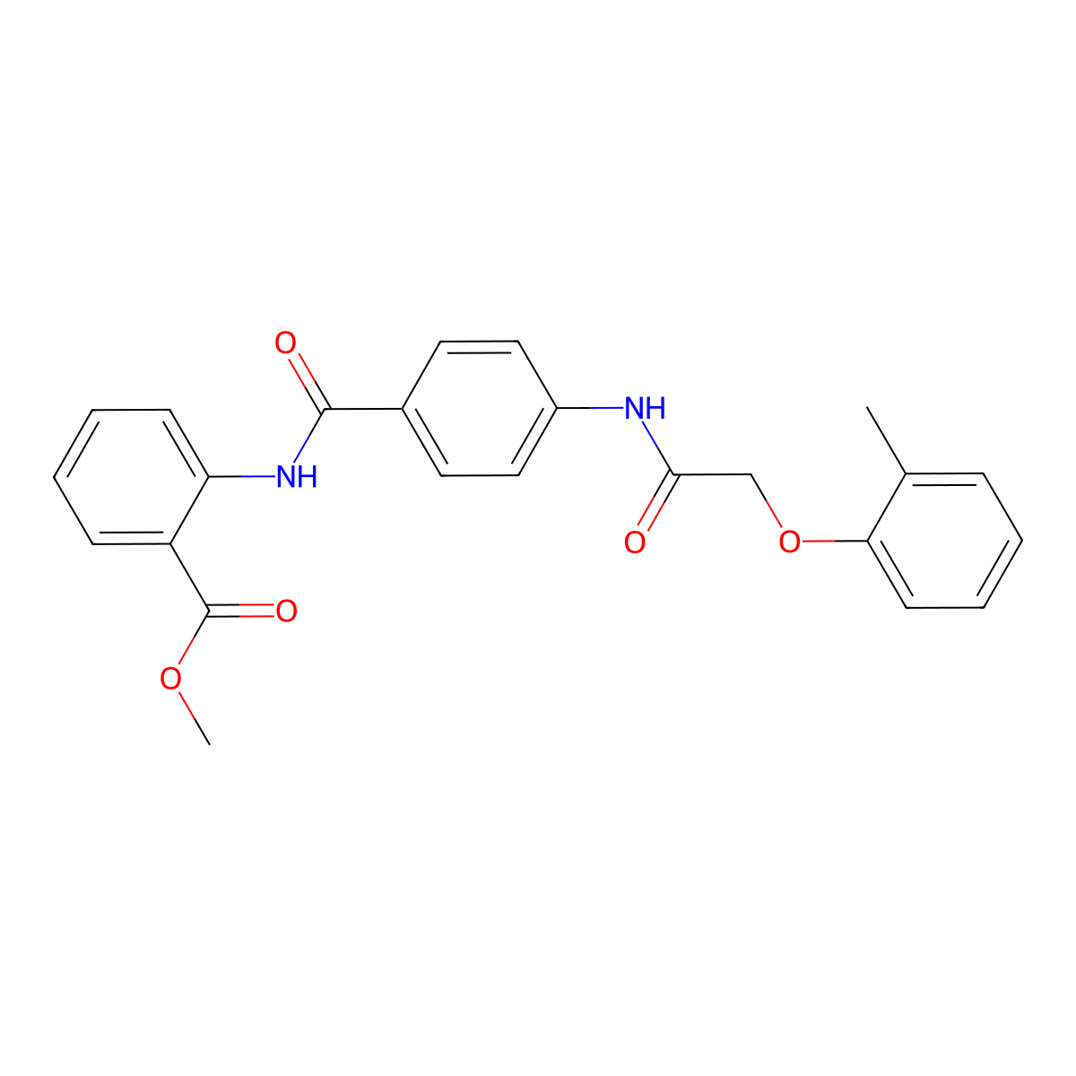 Methyl 2-{[(4-{[(2-methylphenoxy)acetyl]amino}phenyl)carbonyl]amino}benzoate molecular structure, CAS 831177-28-7