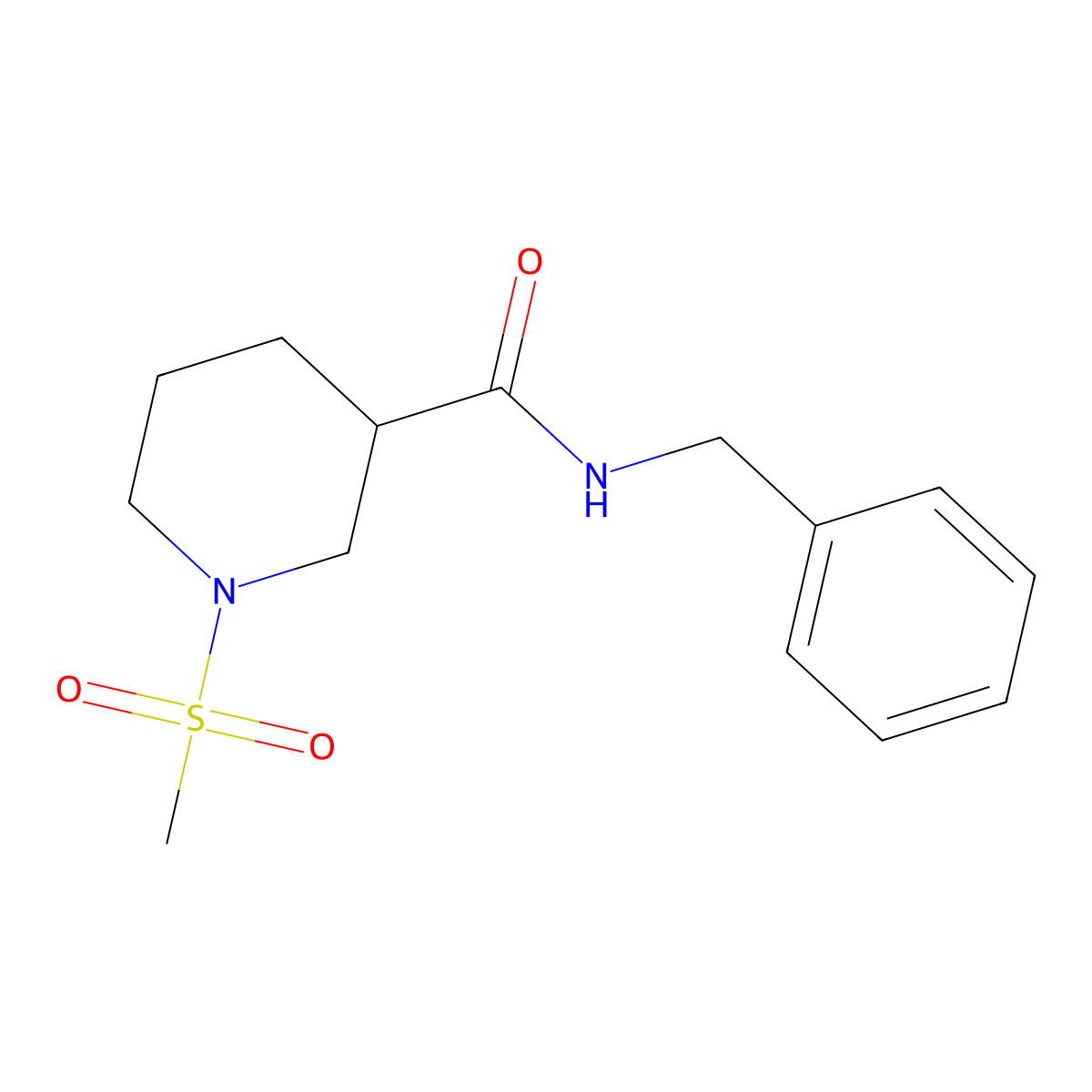 N-benzyl-1-(methylsulfonyl)piperidine-3-carboxamide molecular structure, CAS 831177-30-1