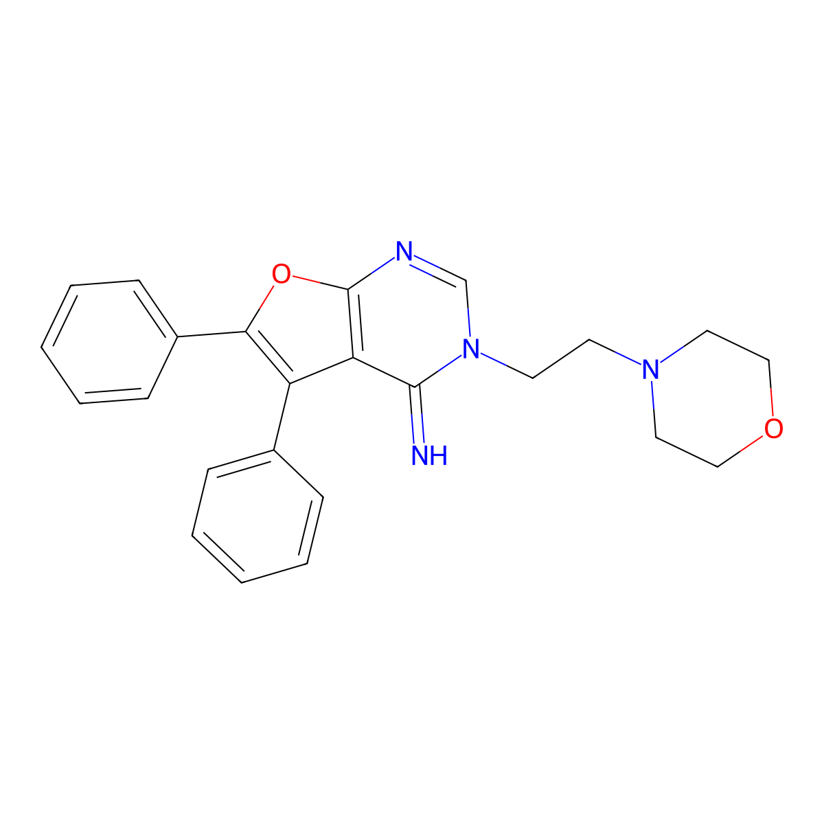 3-(2-Morpholin-4-ylethyl)-5,6-diphenylfuro[2,3-d]pyrimidin-4-imine molecular structure, CAS 831177-33-4