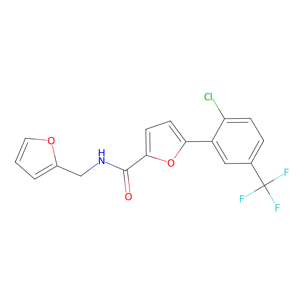5-(2-chloro-5-(trifluoromethyl)phenyl)-N-(furan-2-ylmethyl)furan-2-carboxamide molecular structure, CAS 831177-40-3