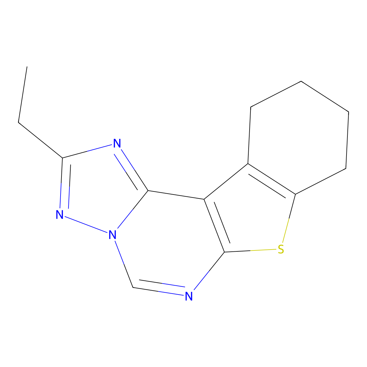 2-Ethyl-8,9,10,11-tetrahydrobenzo[4,5]thieno[3,2-e][1,2,4]triazolo[1,5-c]pyrimidine molecular structure, CAS 831177-42-5