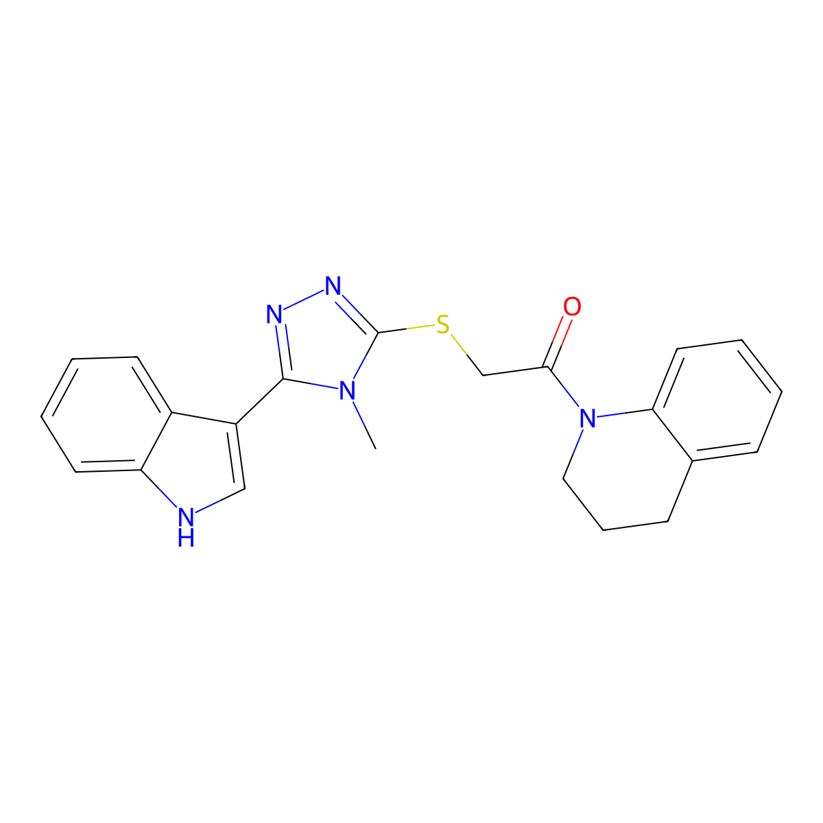 2-((5-(1H-indol-3-yl)-4-methyl-4H-1,2,4-triazol-3-yl)thio)-1-(3,4-dihydroquinolin-1(2H)-yl)ethanone molecular structure, CAS 831177-48-1