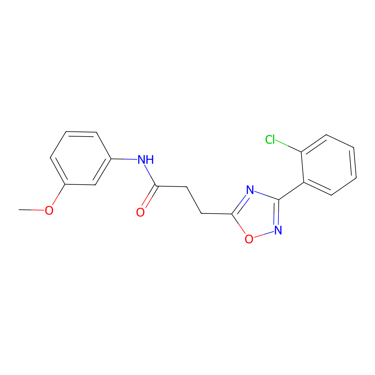 3-[3-(2-chlorophenyl)-1,2,4-oxadiazol-5-yl]-N-(3-methoxyphenyl)propanamide molecular structure, CAS 831177-53-8