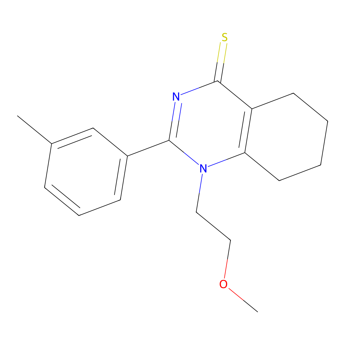 1-(2-methoxyethyl)-2-(m-tolyl)-5,6,7,8-tetrahydroquinazoline-4(1H)-thione molecular structure, CAS 831177-55-0
