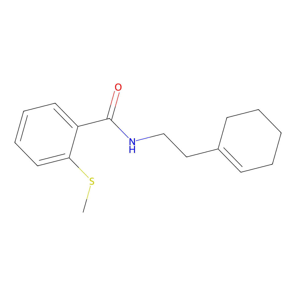N-[2-(cyclohexen-1-yl)ethyl]-2-methylsulfanylbenzamide molecular structure, CAS 831177-69-6
