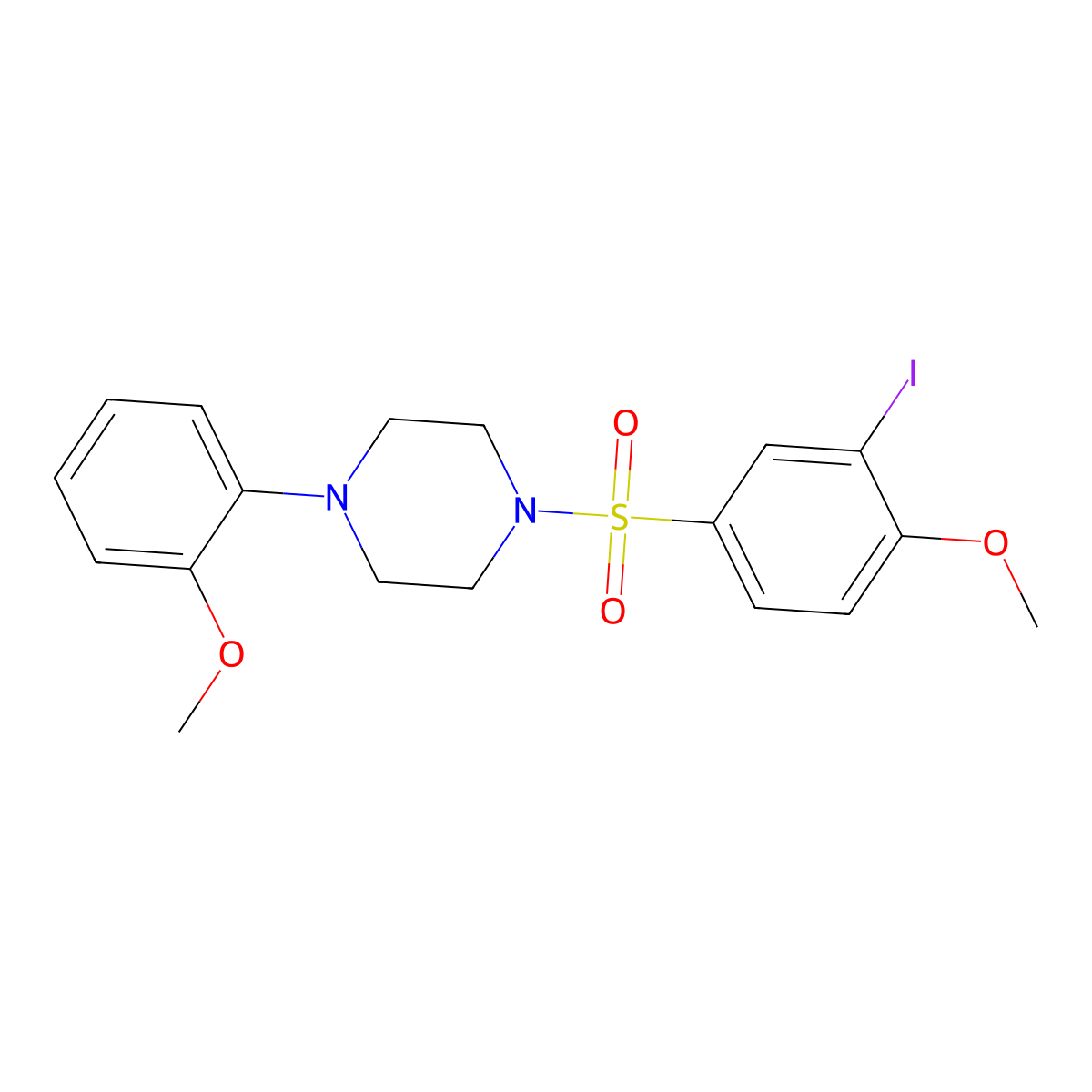 1-(3-Iodo-4-methoxyphenyl)sulfonyl-4-(2-methoxyphenyl)piperazine molecular structure, CAS 831178-00-8
