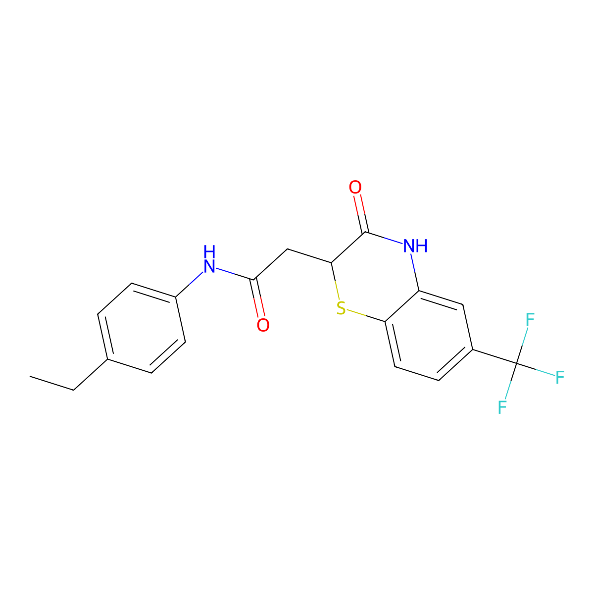 N-(4-ethylphenyl)-2-[3-oxo-6-(trifluoromethyl)-3,4-dihydro-2H-1,4-benzothiazin-2-yl]acetamide molecular structure, CAS 831178-25-7