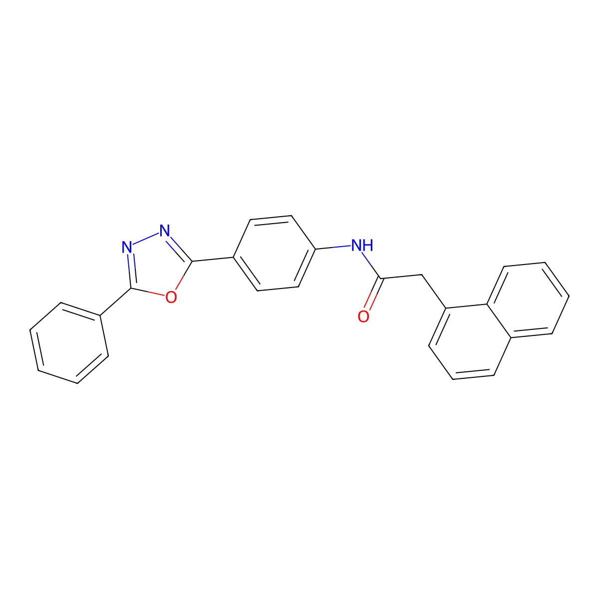 2-naphthalen-1-yl-N-[4-(5-phenyl-1,3,4-oxadiazol-2-yl)phenyl]acetamide molecular structure, CAS 831178-29-1