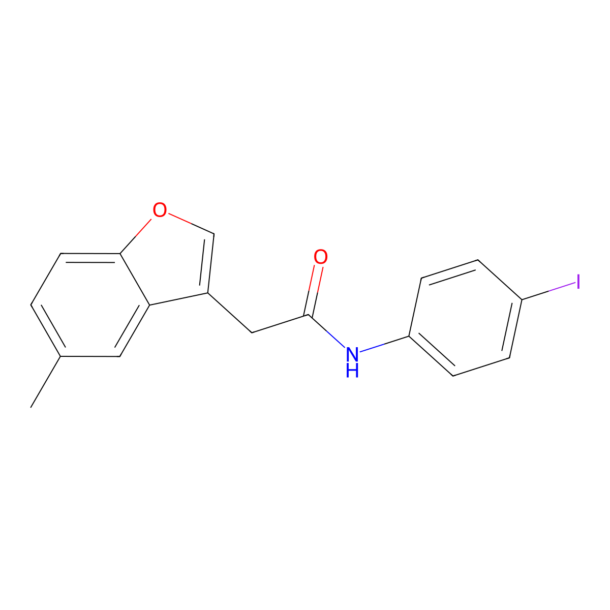 N-(4-iodophenyl)-2-(5-methyl-1-benzofuran-3-yl)acetamide molecular structure, CAS 831178-39-3