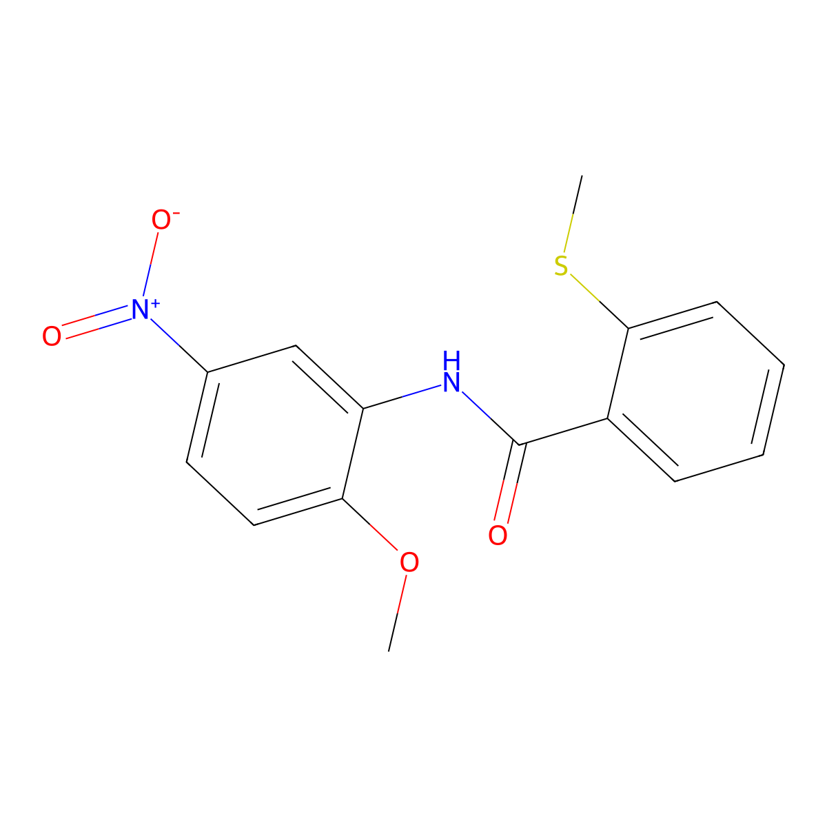 N-(2-methoxy-5-nitrophenyl)-2-methylsulfanylbenzamide molecular structure, CAS 831178-42-8