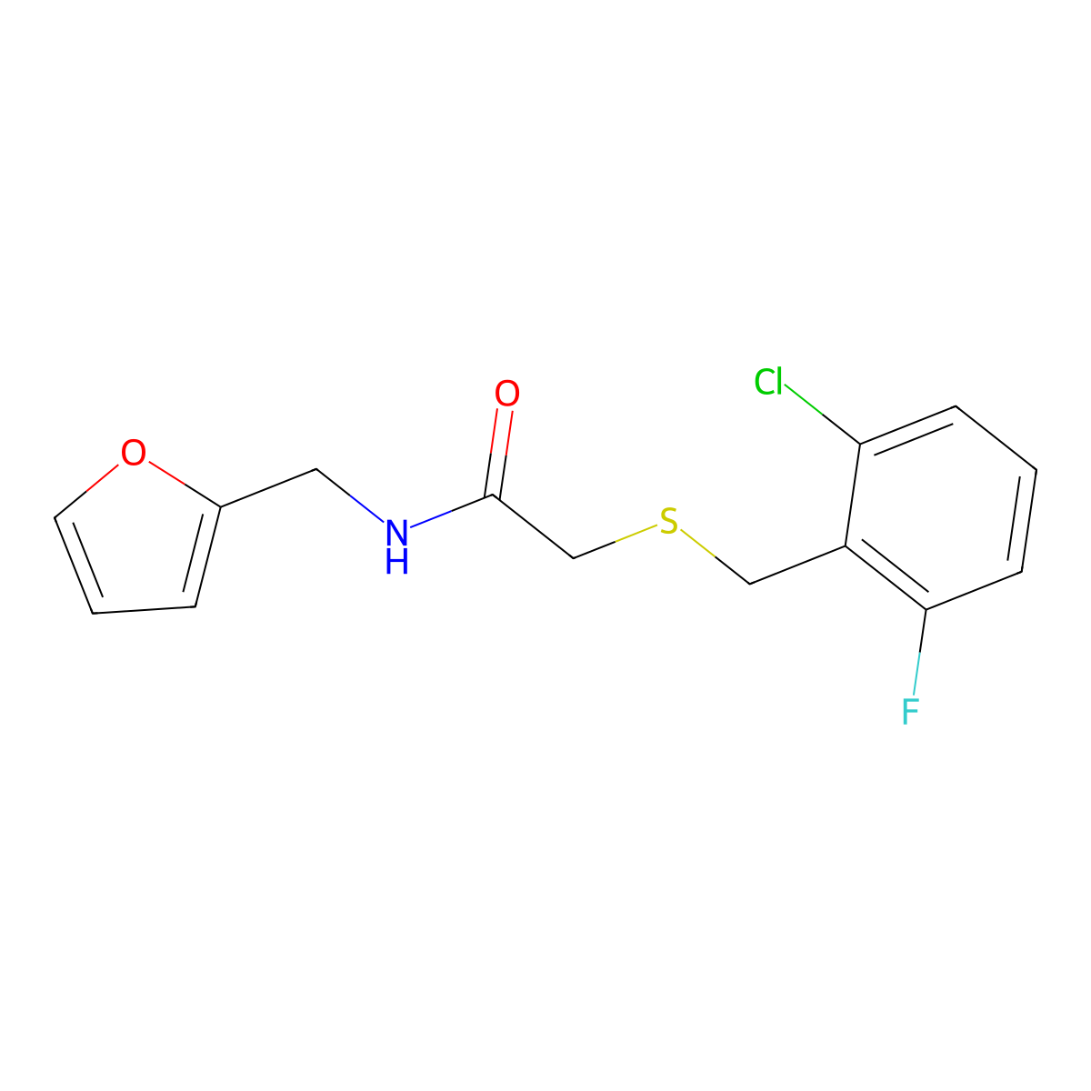 2-[(2-chloro-6-fluorophenyl)methylsulfanyl]-N-(furan-2-ylmethyl)acetamide molecular structure, CAS 831178-48-4