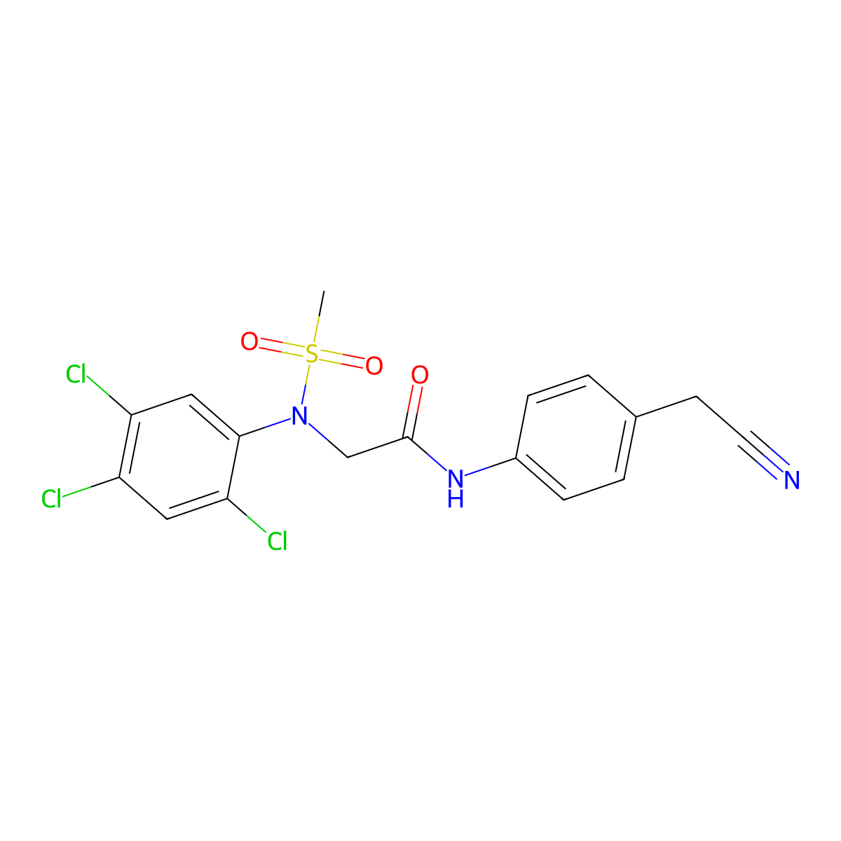 N-[4-(cyanomethyl)phenyl]-2-(2,4,5-trichloro-N-methylsulfonylanilino)acetamide molecular structure, CAS 831178-63-3