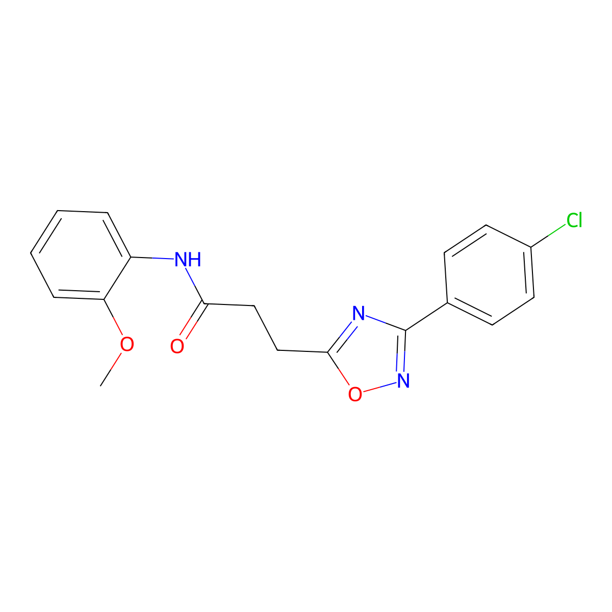 3-[3-(4-chlorophenyl)-1,2,4-oxadiazol-5-yl]-N-(2-methoxyphenyl)propanamide molecular structure, CAS 831179-01-2