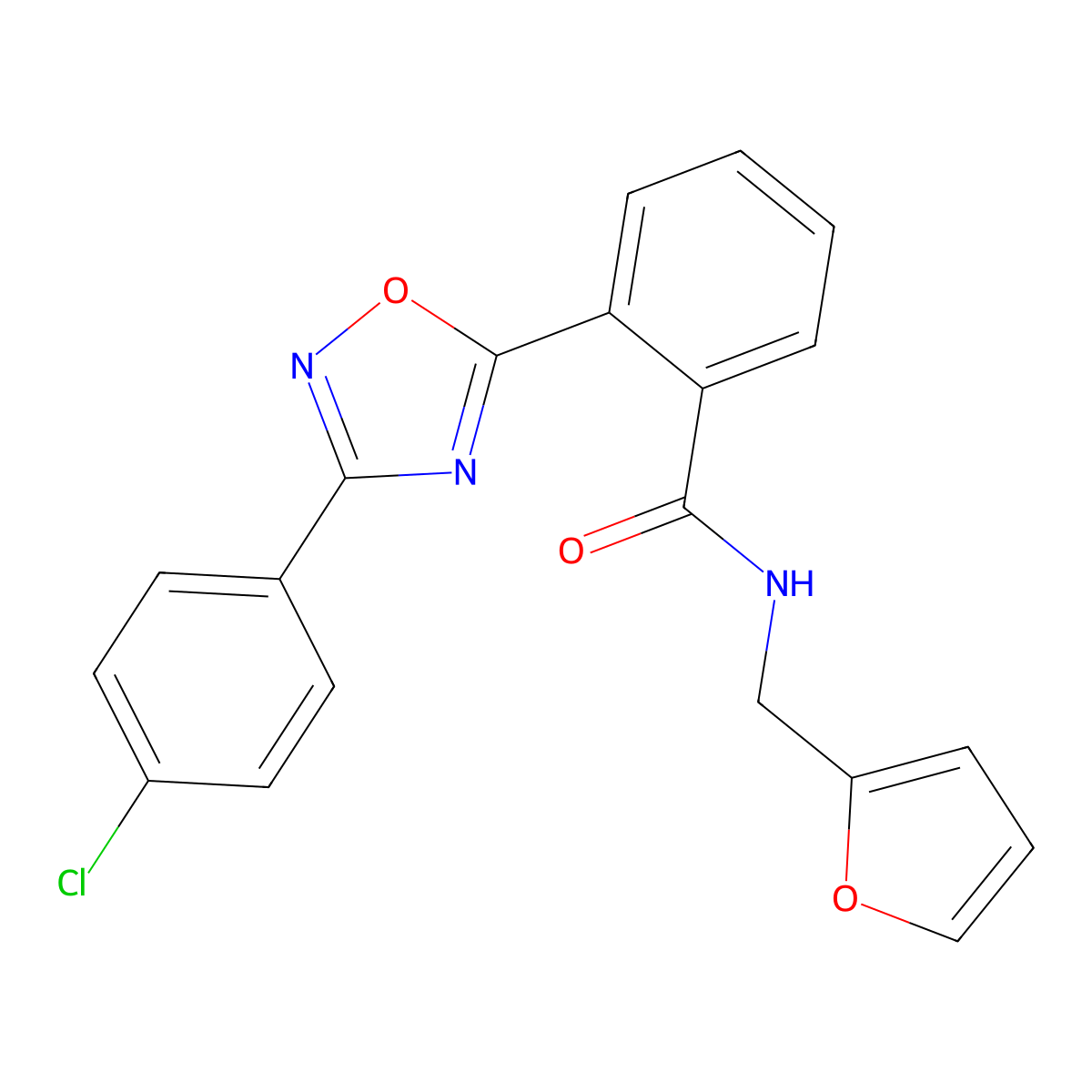 2-[3-(4-chlorophenyl)-1,2,4-oxadiazol-5-yl]-N-(furan-2-ylmethyl)benzamide molecular structure, CAS 831179-45-4