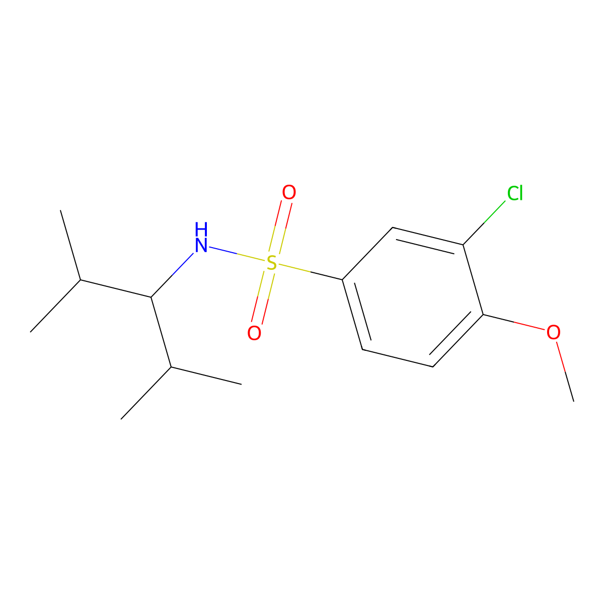 3-chloro-N-(2,4-dimethylpentan-3-yl)-4-methoxybenzenesulfonamide molecular structure, CAS 831179-50-1