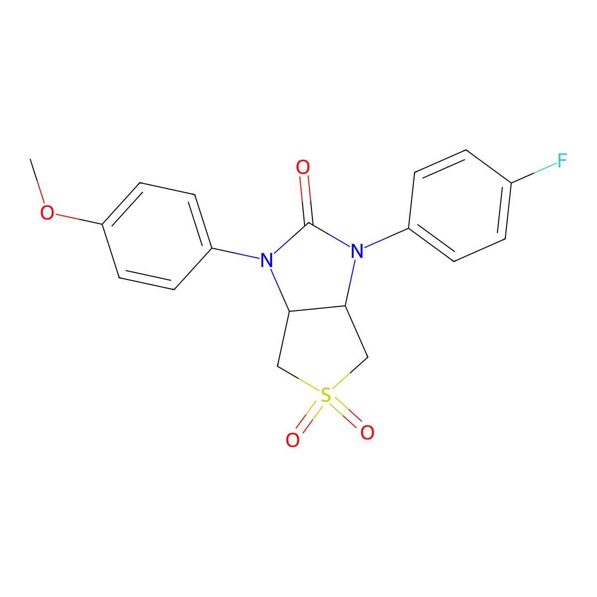 1-(4-fluorophenyl)-3-(4-methoxyphenyl)tetrahydro-1H-thieno[3,4-d]imidazol-2(3H)-one 5,5-dioxide molecular structure, CAS 831179-55-6