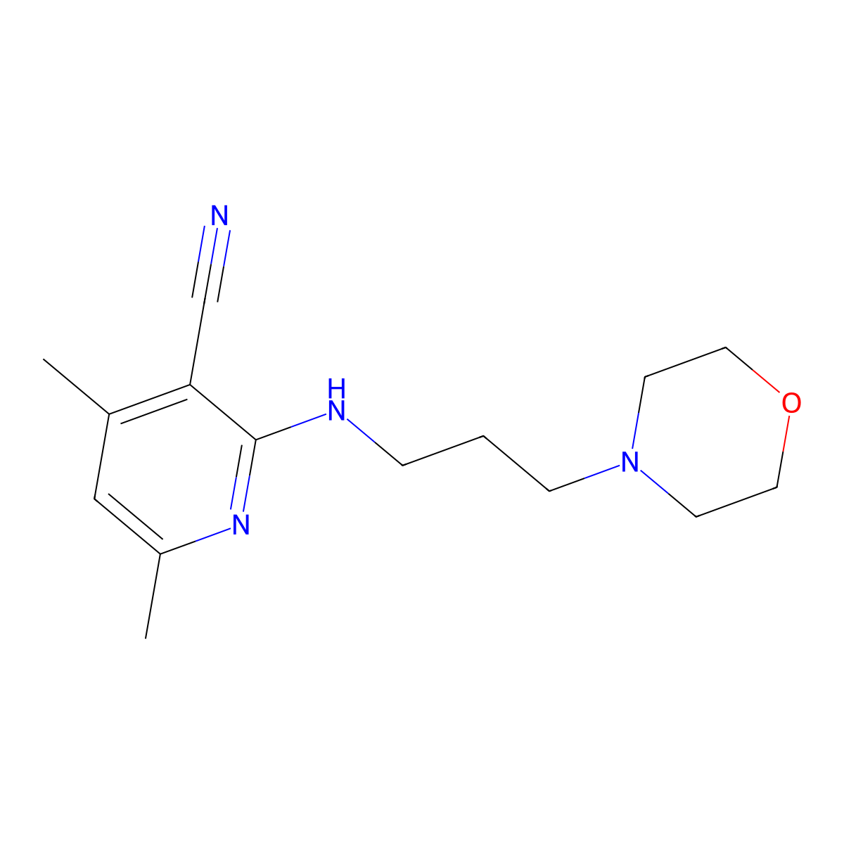 4,6-Dimethyl-2-[3-(4-morpholinyl)propylamino]-3-pyridinecarbonitrile molecular structure, CAS 831183-48-3