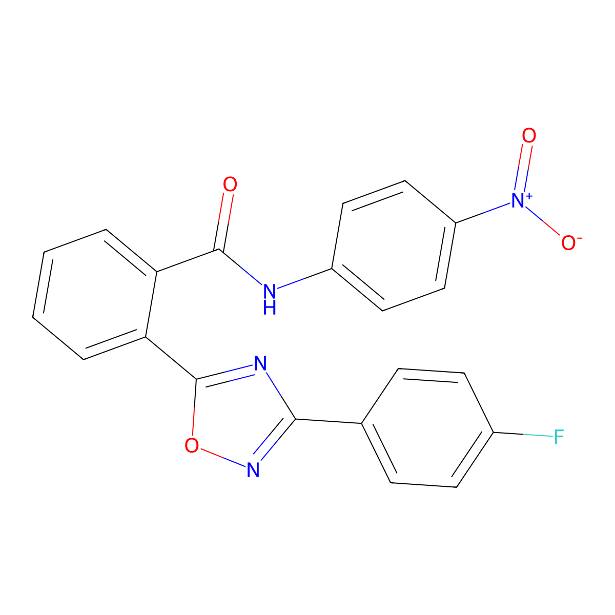 2-[3-(4-fluorophenyl)-1,2,4-oxadiazol-5-yl]-N-(4-nitrophenyl)benzamide molecular structure, CAS 831183-49-4