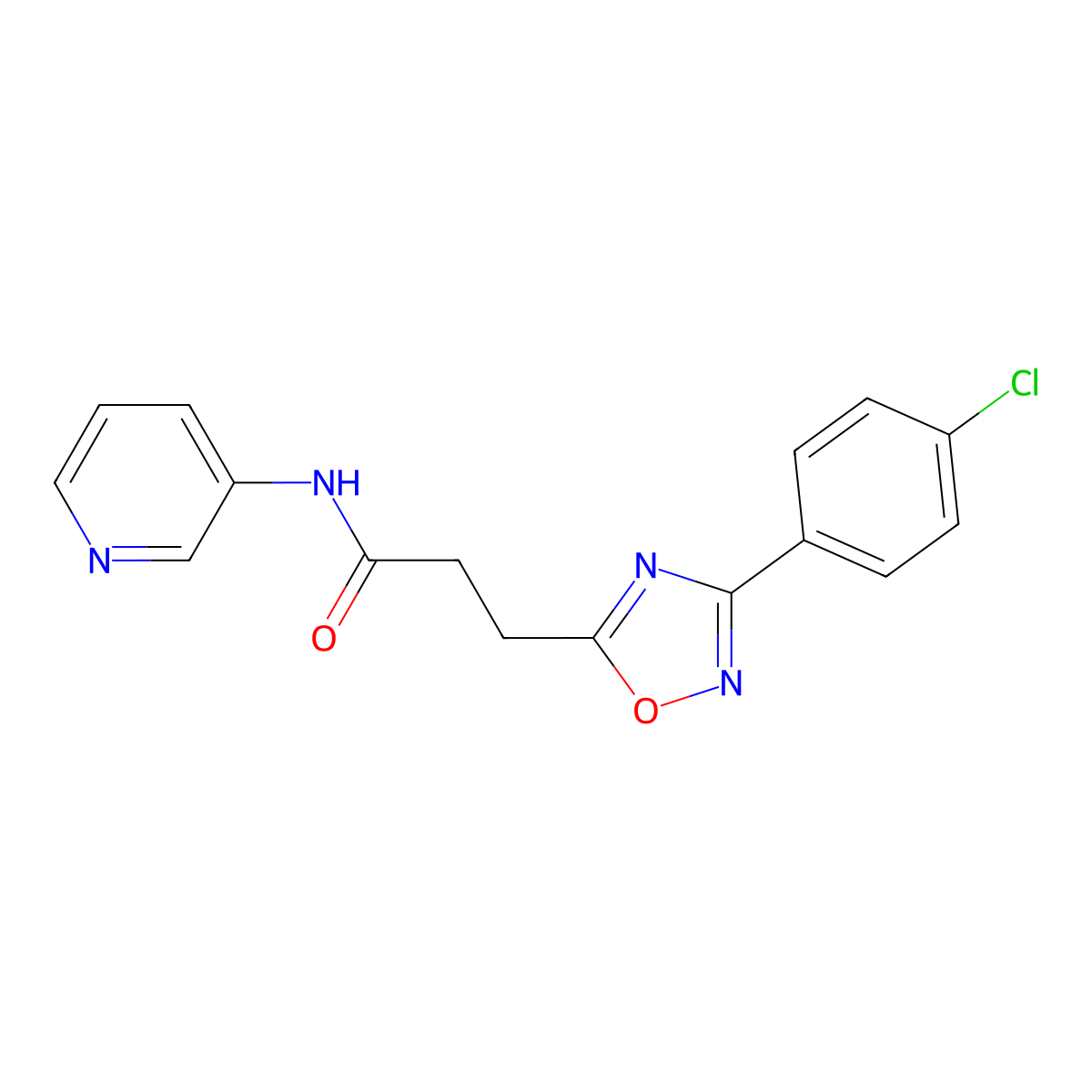 3-[3-(4-chlorophenyl)-1,2,4-oxadiazol-5-yl]-N-pyridin-3-ylpropanamide molecular structure, CAS 831183-51-8