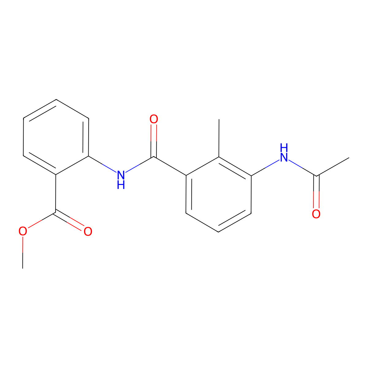 Methyl 2-({[3-(acetylamino)-2-methylphenyl]carbonyl}amino)benzoate molecular structure, CAS 831183-70-1