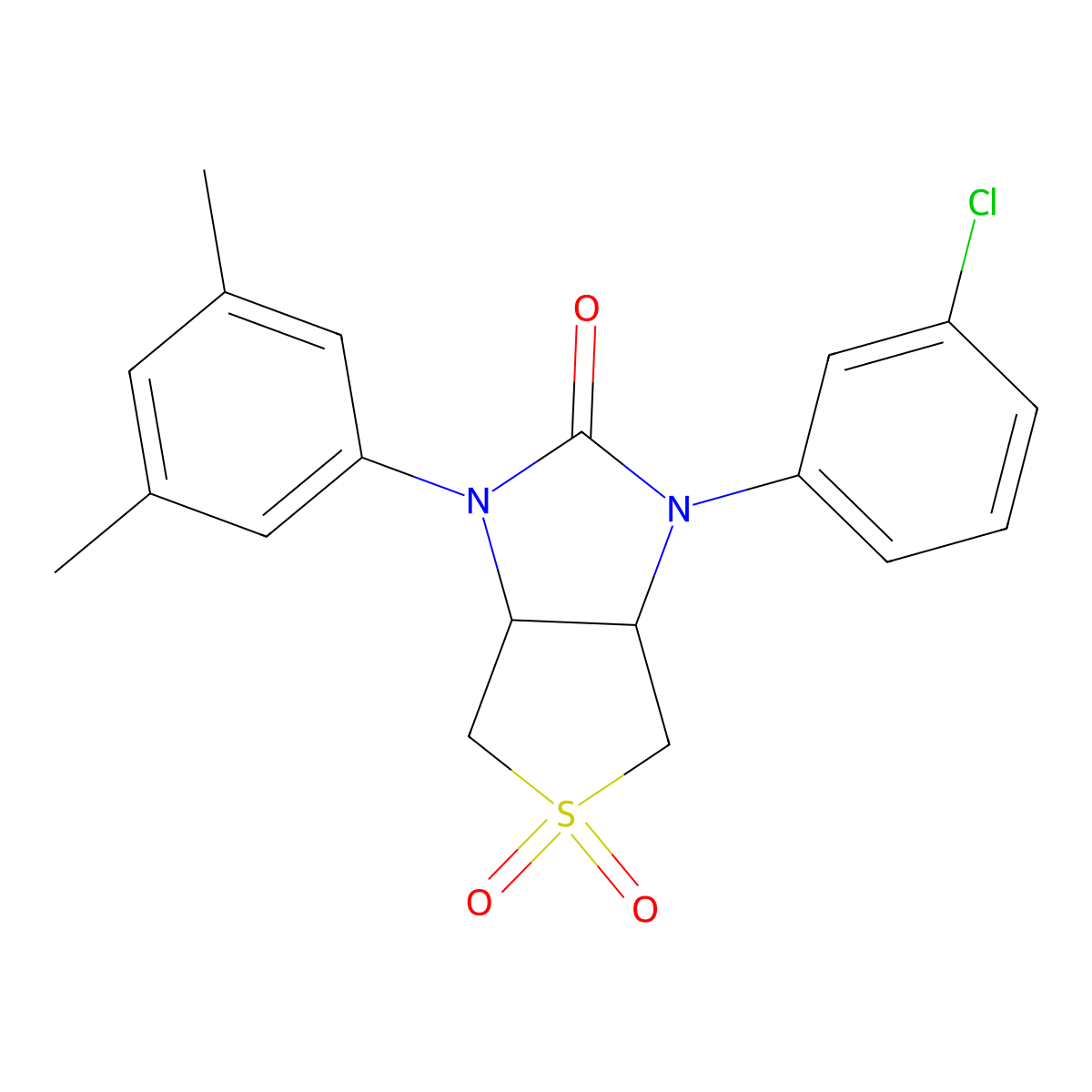 1-(3-chlorophenyl)-3-(3,5-dimethylphenyl)tetrahydro-1H-thieno[3,4-d]imidazol-2(3H)-one 5,5-dioxide molecular structure, CAS 831183-99-4