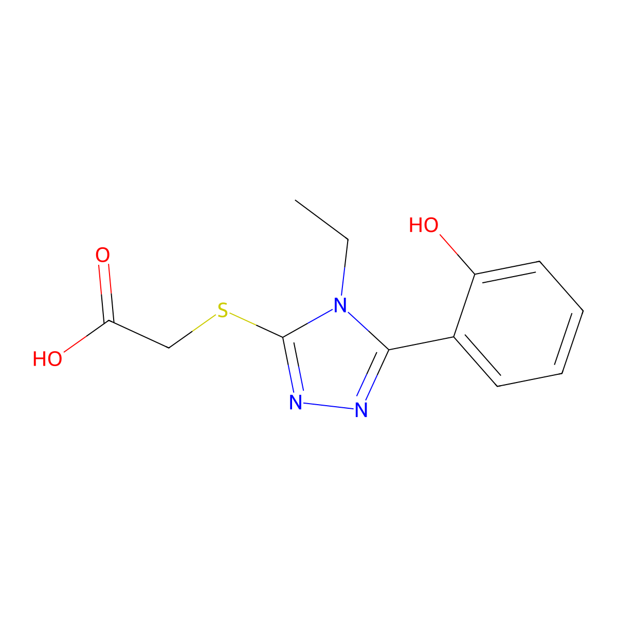 {[4-ethyl-5-(2-hydroxyphenyl)-4H-1,2,4-triazol-3-yl]sulfanyl}acetic acid molecular structure, CAS 831184-02-2