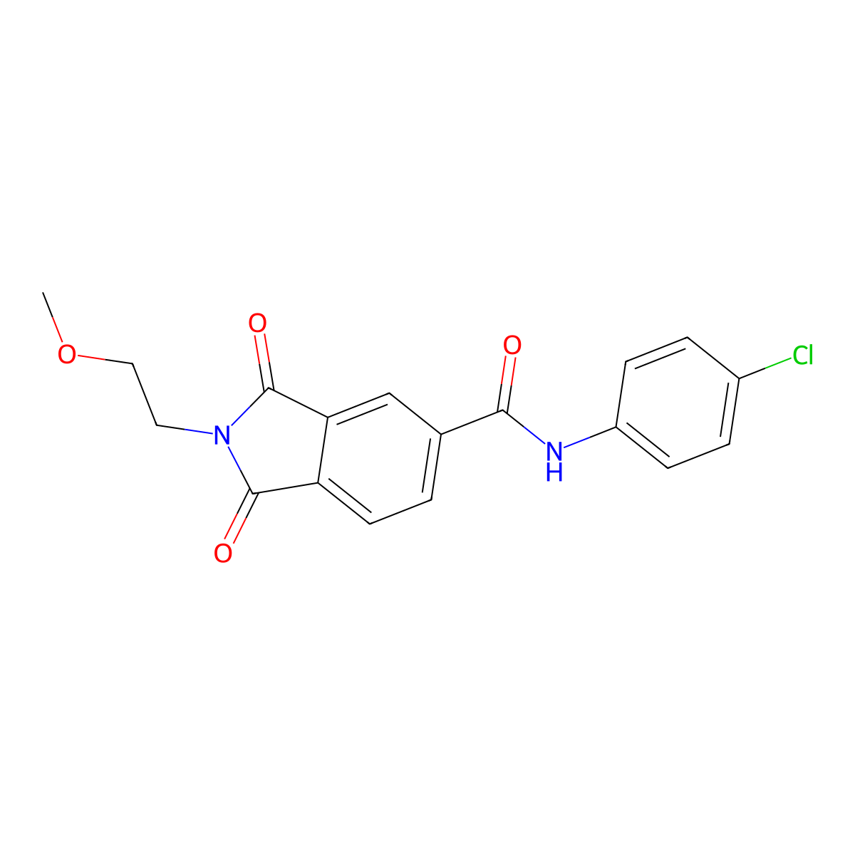 N-(4-chlorophenyl)-2-(2-methoxyethyl)-1,3-dioxoisoindole-5-carboxamide molecular structure, CAS 831184-04-4