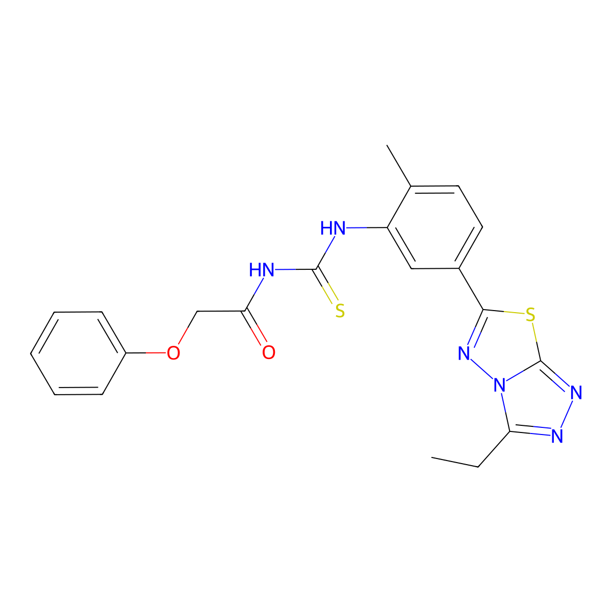 N-[[5-(3-ethyl-[1,2,4]triazolo[3,4-b][1,3,4]thiadiazol-6-yl)-2-methylphenyl]carbamothioyl]-2-phenoxyacetamide molecular structure, CAS 831184-09-9