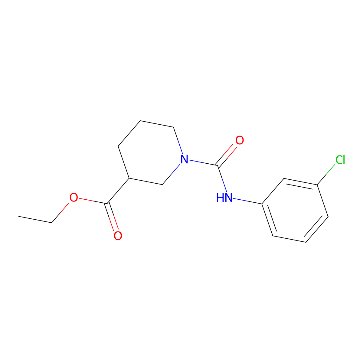 Ethyl 1-[(3-chlorophenyl)carbamoyl]piperidine-3-carboxylate molecular structure, CAS 831184-19-1