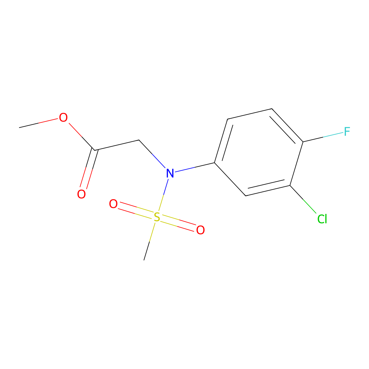 Methyl N-(3-chloro-4-fluorophenyl)-N-(methylsulfonyl)glycinate molecular structure, CAS 831184-33-9