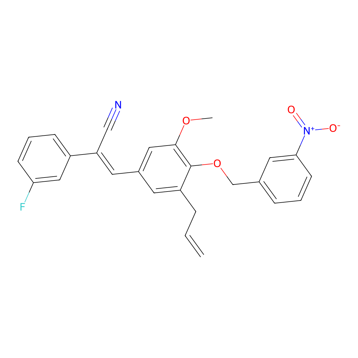 3-Fluoro-I+/--[[3-methoxy-4-[(3-nitrophenyl)methoxy]-5-(2-propen-1-yl)phenyl]methylene]benzeneacetonitrile molecular structure, CAS 831184-34-0