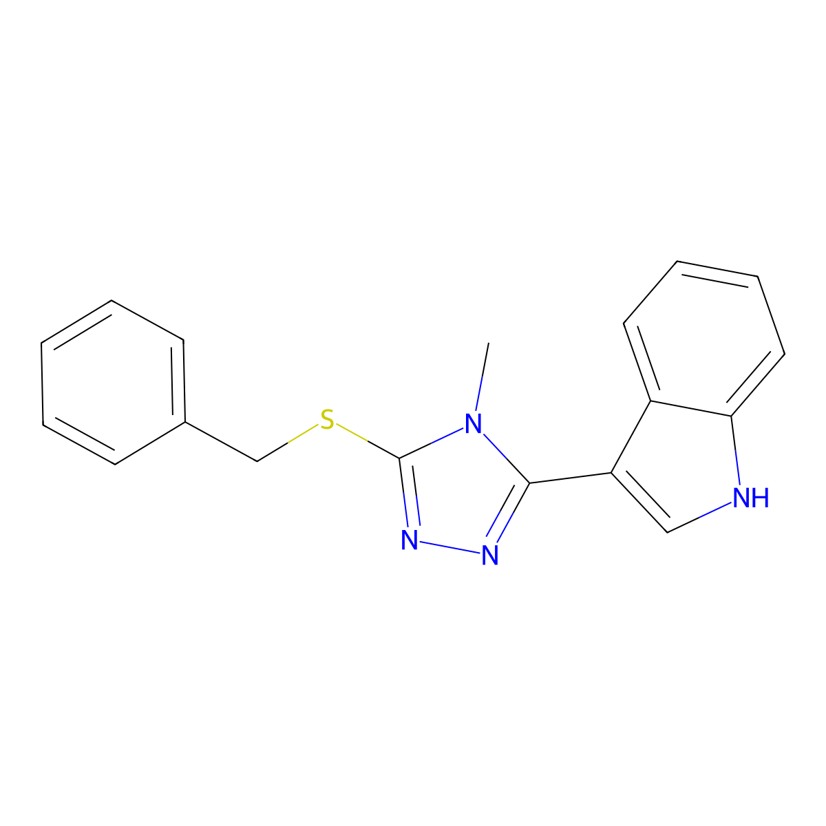 3-(5-(benzylthio)-4-methyl-4H-1,2,4-triazol-3-yl)-1H-indole molecular structure, CAS 831184-35-1