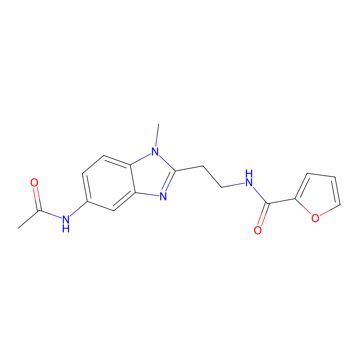 N-[2-(5-acetamido-1-methylbenzimidazol-2-yl)ethyl]furan-2-carboxamide molecular structure, CAS 831184-39-5