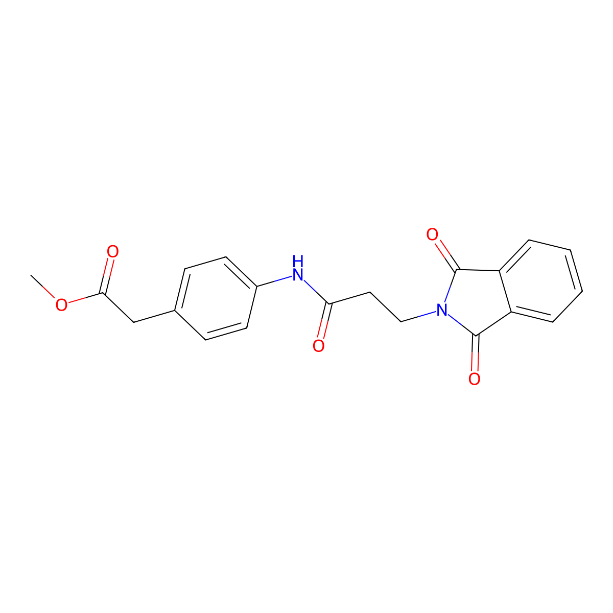 methyl (4-{[3-(1,3-dioxo-1,3-dihydro-2H-isoindol-2-yl)propanoyl]amino}phenyl)acetate molecular structure, CAS 831184-46-4
