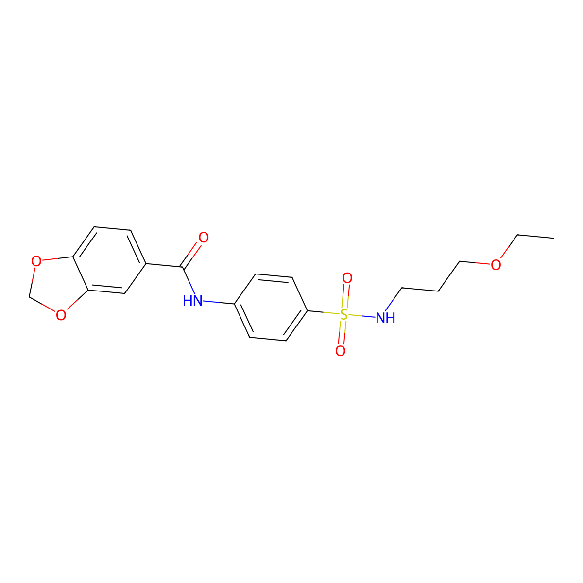 N-[4-(3-ethoxypropylsulfamoyl)phenyl]-1,3-benzodioxole-5-carboxamide molecular structure, CAS 831185-05-8