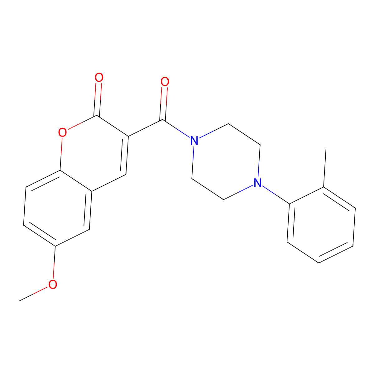 6-methoxy-3-{[4-(2-methylphenyl)-1-piperazinyl]carbonyl}-2H-chromen-2-one molecular structure, CAS 831185-06-9
