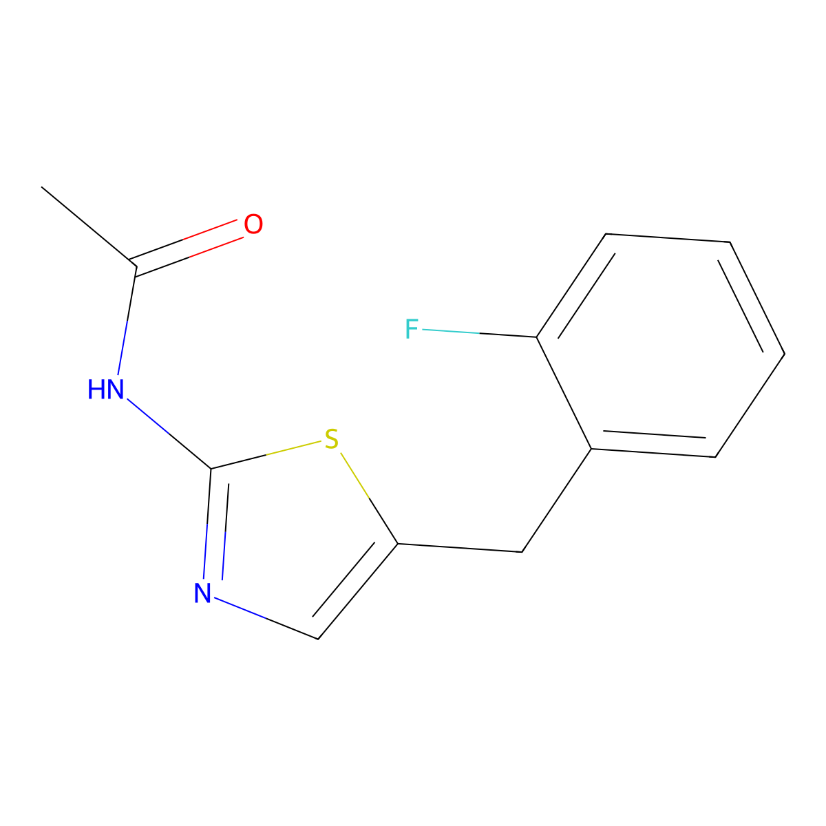 N-{5-[(2-fluorophenyl)methyl]-1,3-thiazol-2-yl}acetamide molecular structure, CAS 831185-27-4