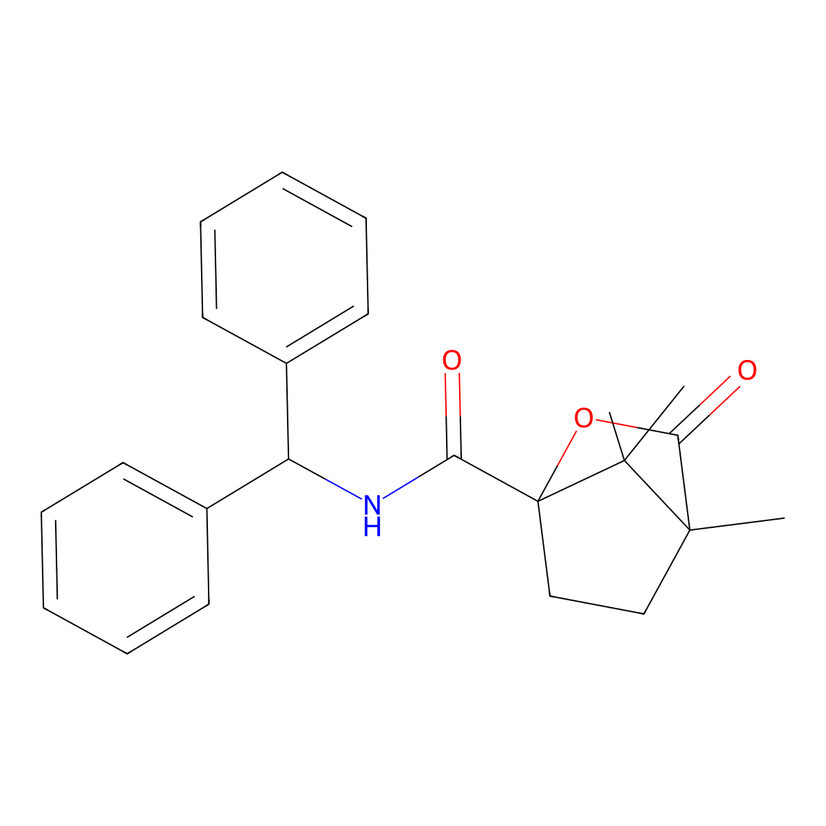 N-(diphenylmethyl)-4,7,7-trimethyl-3-oxo-2-oxabicyclo[2.2.1]heptane-1-carboxamide molecular structure, CAS 831185-34-3