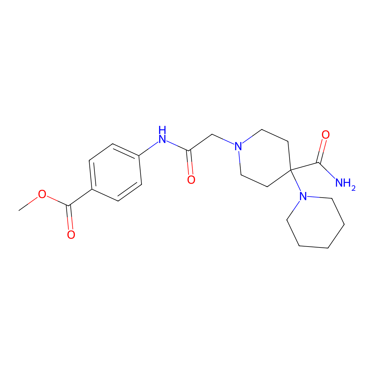 Methyl 4-[2-(4-carbamoyl-4-piperidylpiperidyl)acetylamino]benzoate molecular structure, CAS 831185-35-4